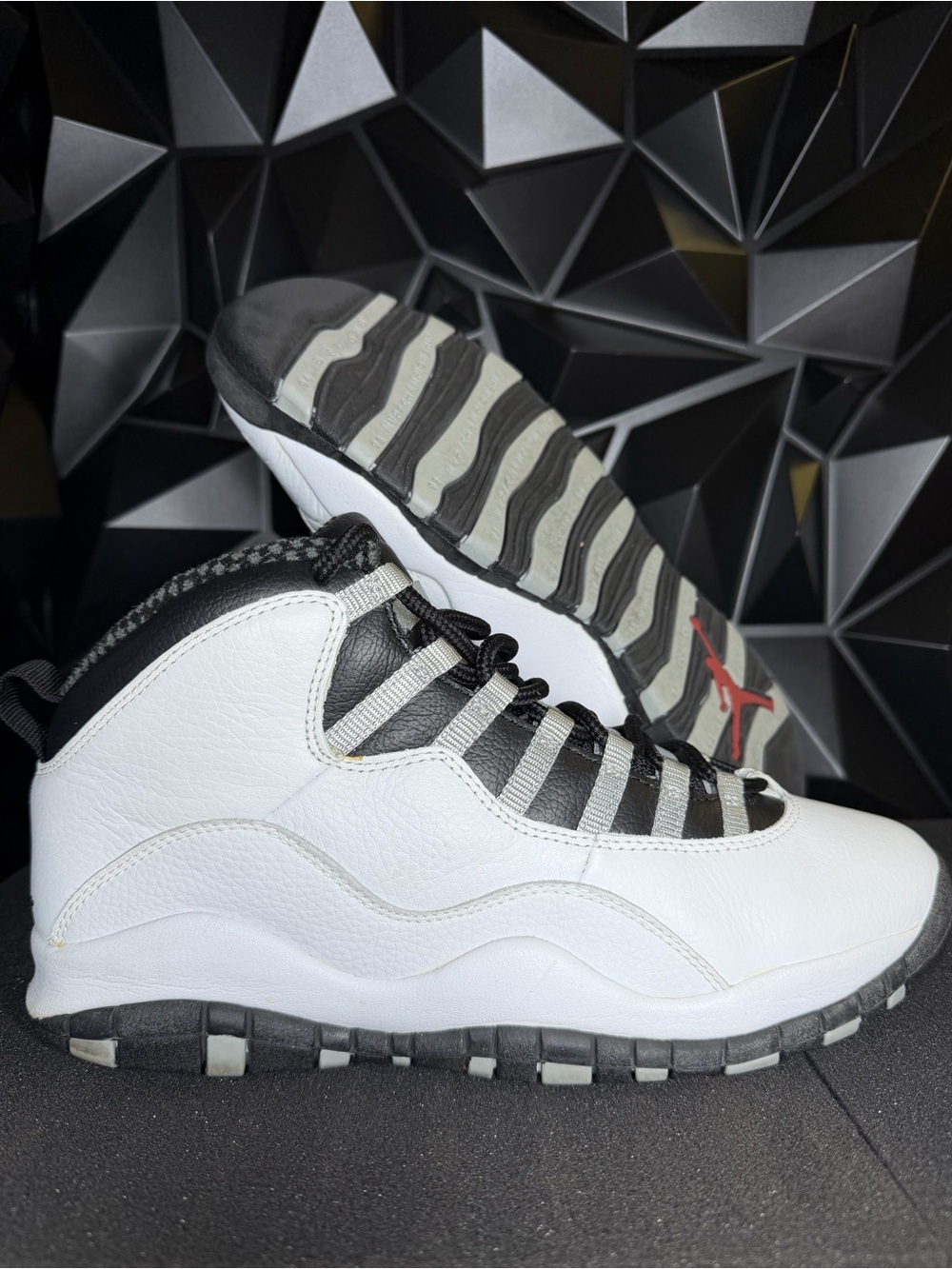 Air Jordan 10 Retro “ Steel “ White Black with Red Jumpman
